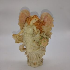 Angel Figurine Decorative Statue in Cream and Peach - Brand Unknown
